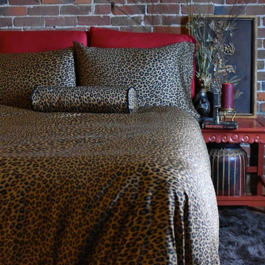 Accessories * | Discount Sin In Linen All Wild Side Leopard [Gold] | King Sheet Set