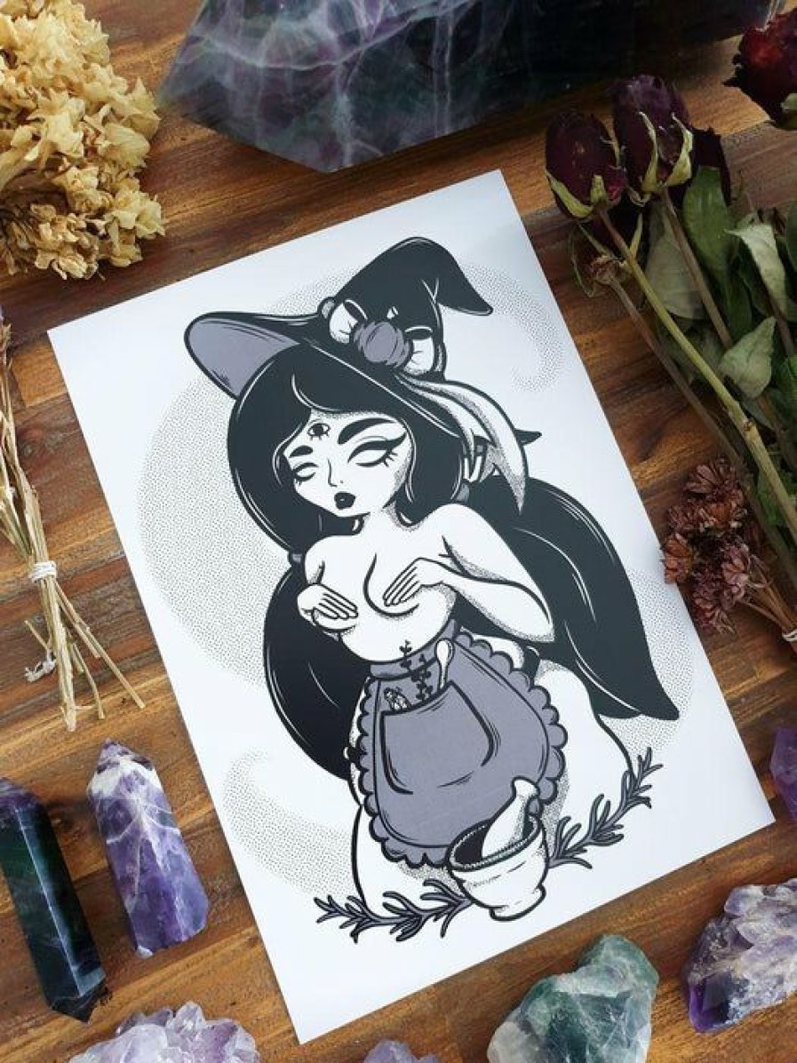 Homewares * | Budget Pvmpkin Art Gothic Homewares Kitchen Witch | Art Print