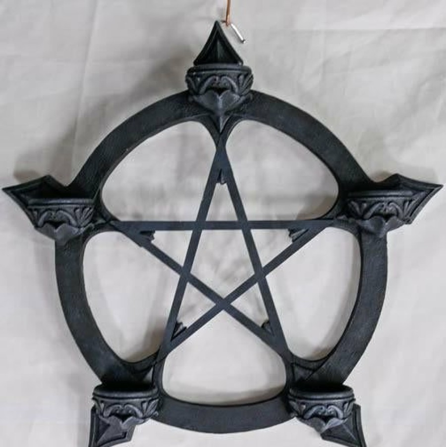 Homewares * | Buy Gothic Gifts Gothic Homewares Black Pentagram | Tealight Hanger