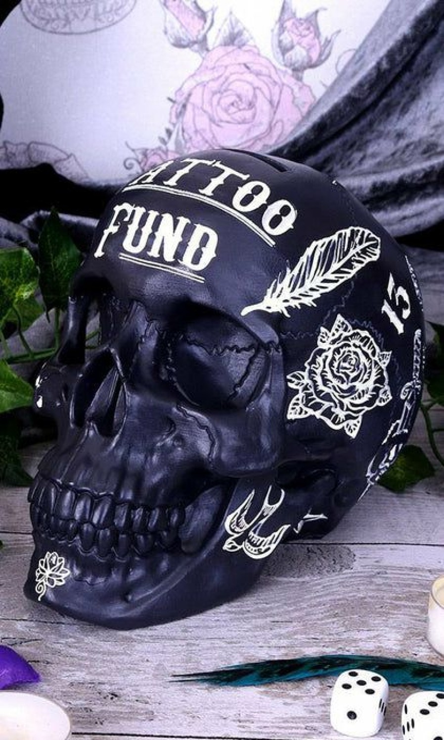 Styles * | Discount Nemesis Now Skulls Tattoo Fund [Black] | Skull