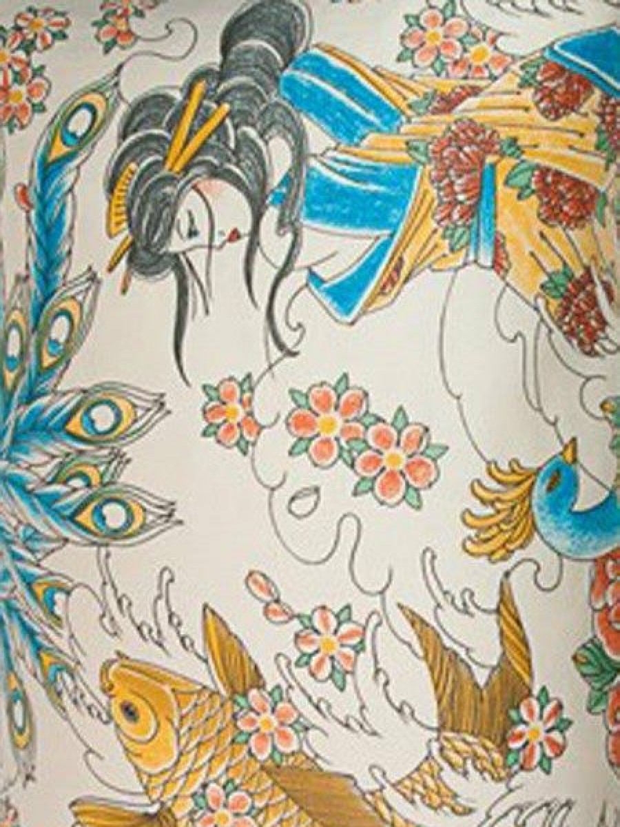 Accessories * | Budget Sin In Linen All Geisha Garden Tattoo | Standard Pillowcase Set