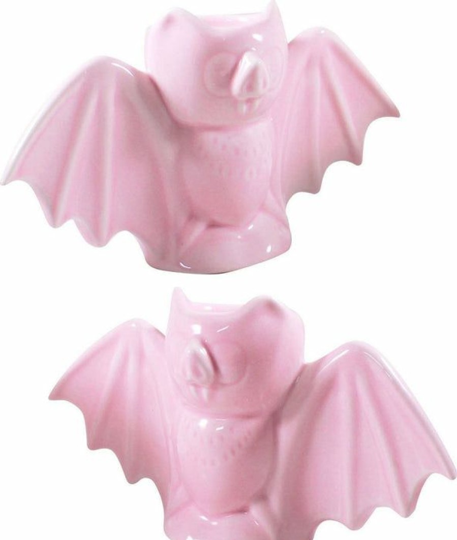 Styles * | Outlet Sourpuss Bats Bat [Pink] | Ceramic Candlesticks Holder*