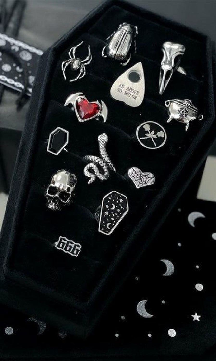 Homewares * | Discount Mysticum Luna Gothic Homewares Cosmic Coffin | Ring Tray