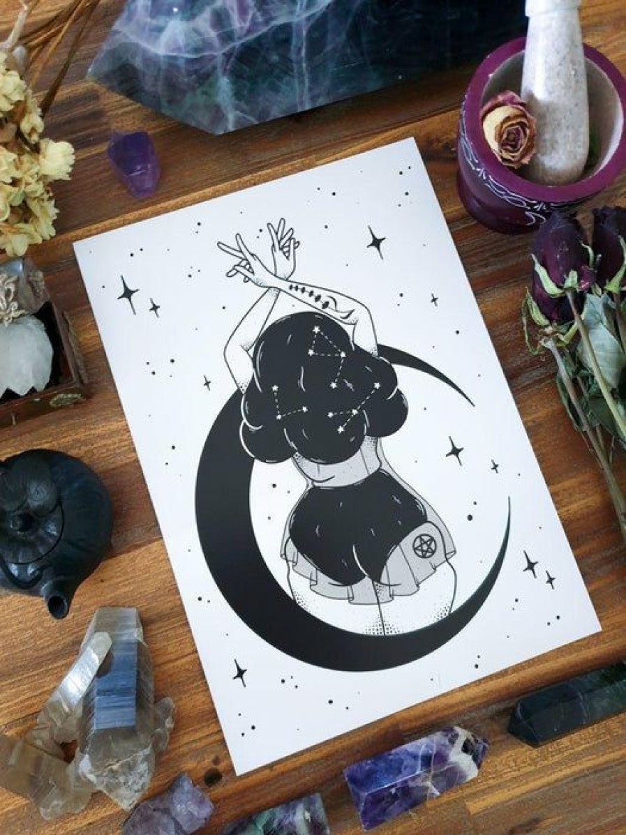 Homewares * | Brand New Pvmpkin Art Gothic Homewares Moon Goddess | Art Print