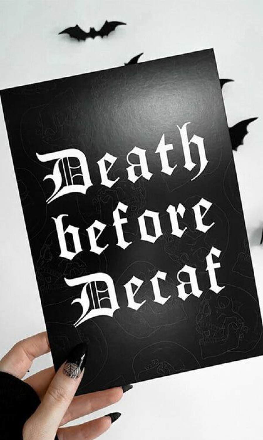 Homewares * | Best Reviews Of Ghosts Of October Gothic Homewares Death Before Decaf [A5] | Print