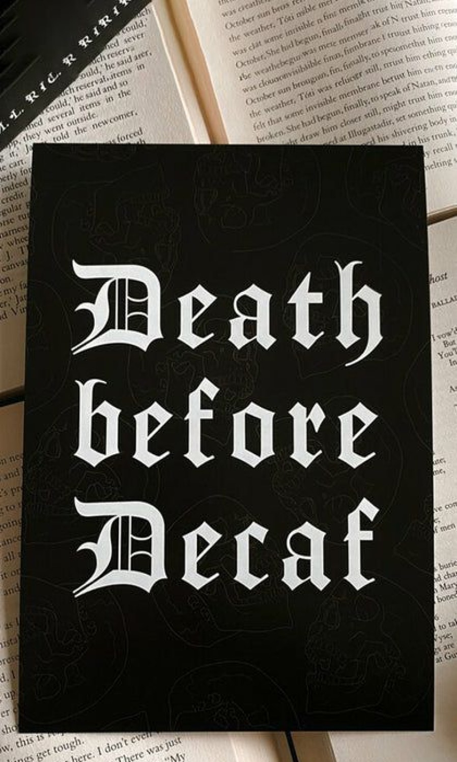 Homewares * | Best Reviews Of Ghosts Of October Gothic Homewares Death Before Decaf [A5] | Print