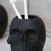 Homewares * | New Gothic Gifts Gothic Homewares Black Skull | Toothbrush Holder