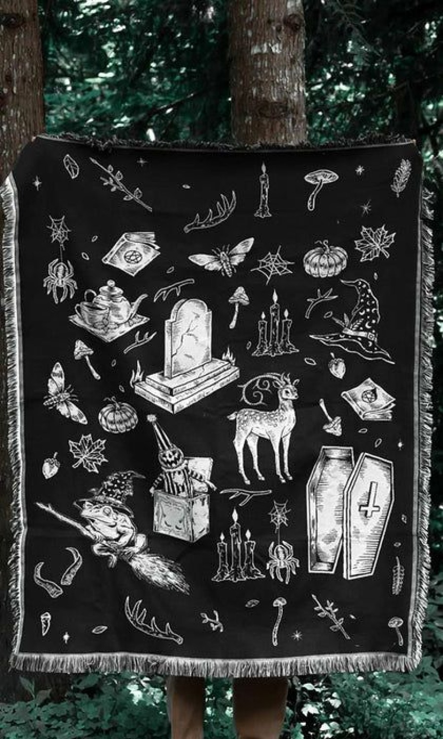 Homewares * | Best Reviews Of Lively Ghosts Gothic Homewares Cottage Witch | Tapestry Blanket`