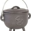 Homewares * | Outlet Gothic Gifts Gothic Homewares Pentagram Cast Iron | Cauldron