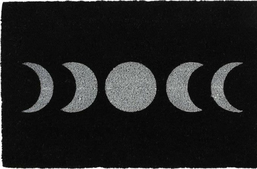 Homewares * | Top 10 Gothic Gifts Gothic Homewares Black Moon Phase | Door Mat