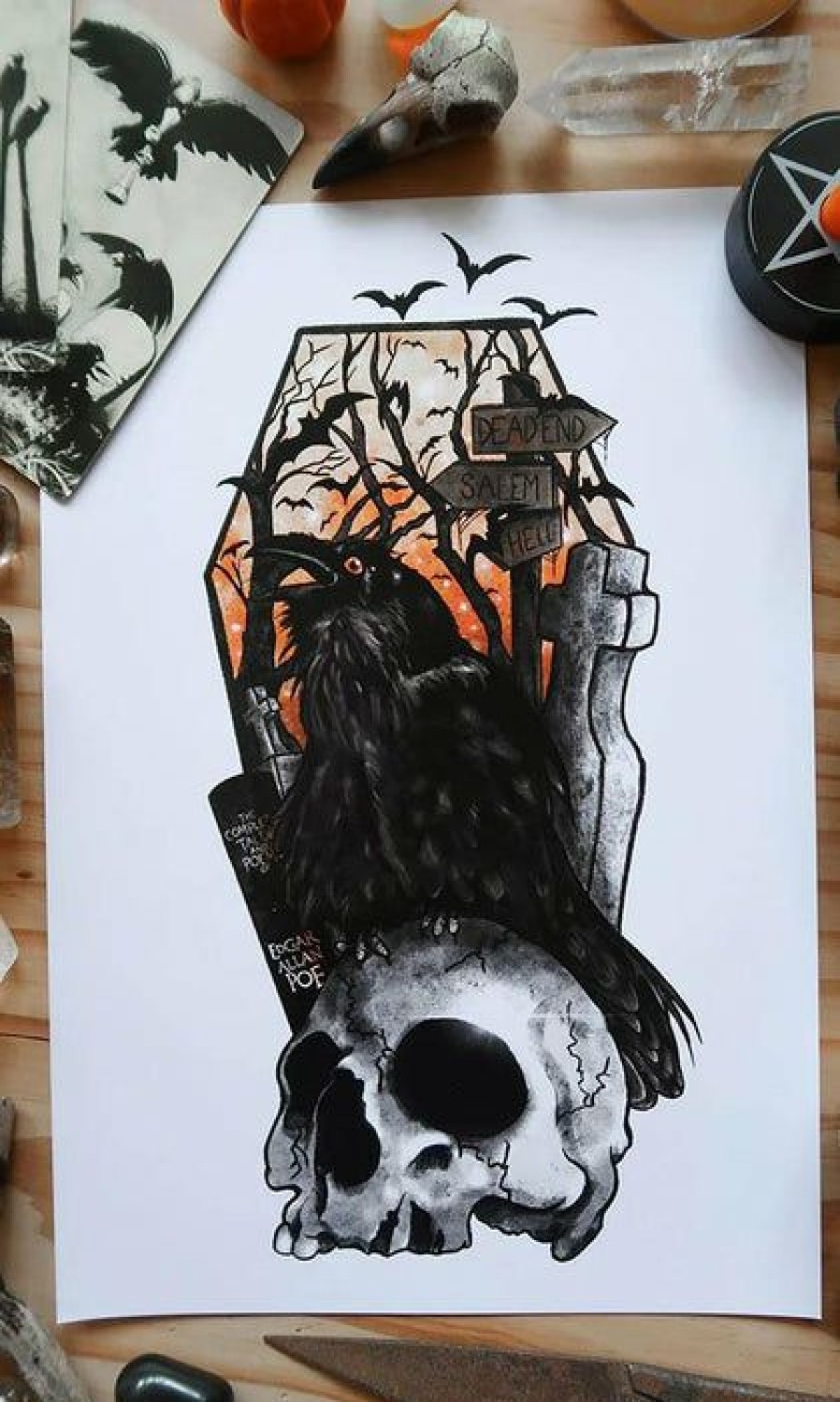 Pop Culture * | Flash Sale Ghosts Of October Edgar Allan Poe The Raven [A4] | Print