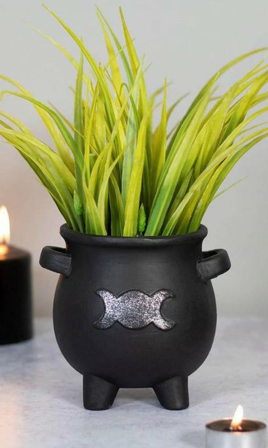 Homewares * | Best Pirce Gothic Gifts Gothic Homewares Triple Moon | Cauldron Plant Pot