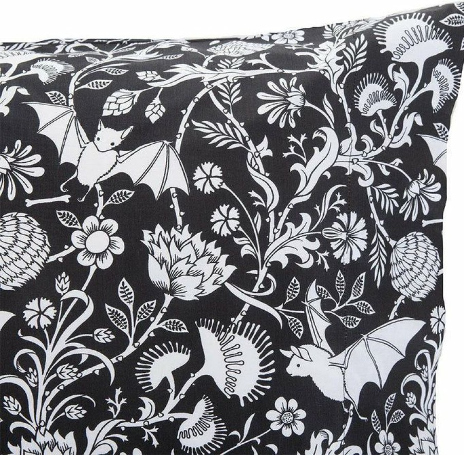 Styles * | Cheapest Sin In Linen Bats Elysian Fields [Black] | Standard Pillowcase Set