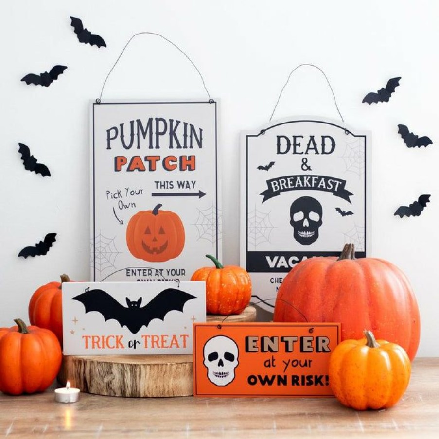 Styles * | Buy Gothic Gifts Halloween Pumpkin Patch | Hanging Mdf Sign