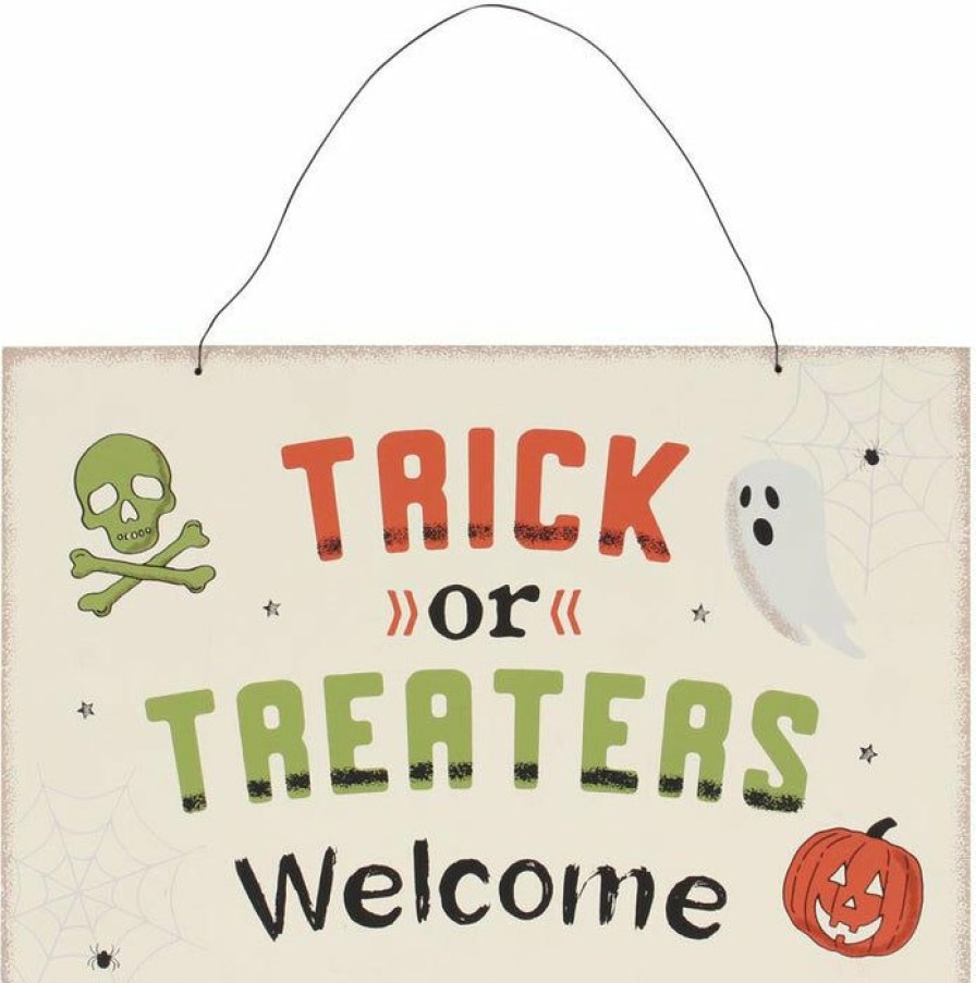 Styles * | Deals Gothic Gifts Ghosts Trick Or Treaters Welcome | Hanging Sign