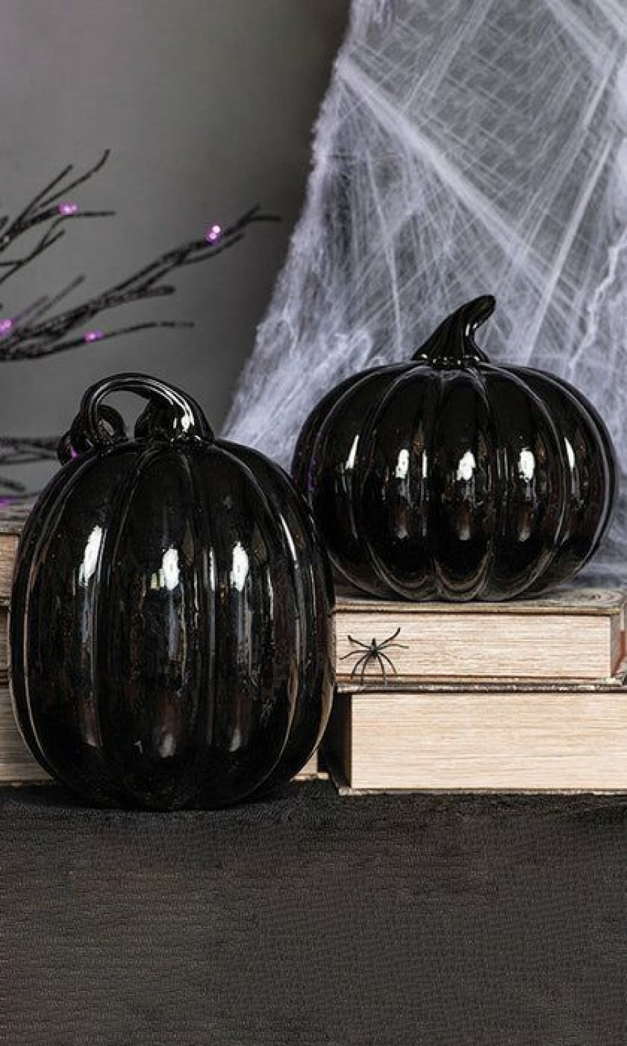 Homewares * | Best Pirce Gothic Gifts Gothic Homewares Black [Glass] | Pumpkin Decor*