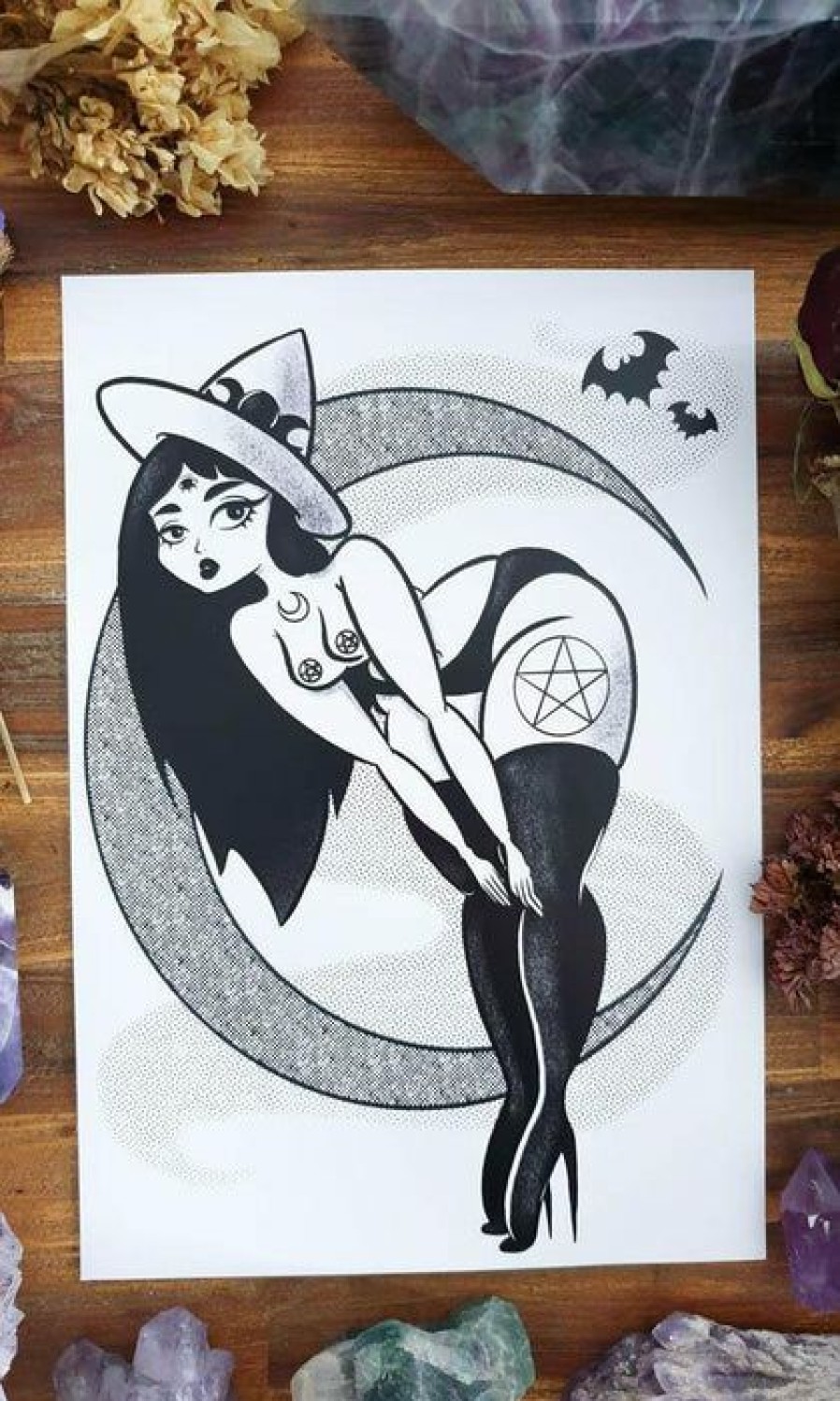 Styles * | Flash Sale Pvmpkin Art Bats Glamour Witch | Art Print