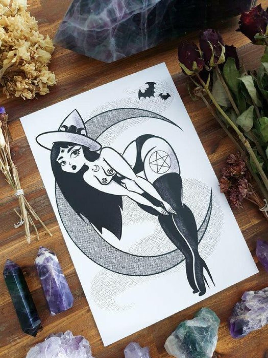 Styles * | Flash Sale Pvmpkin Art Bats Glamour Witch | Art Print