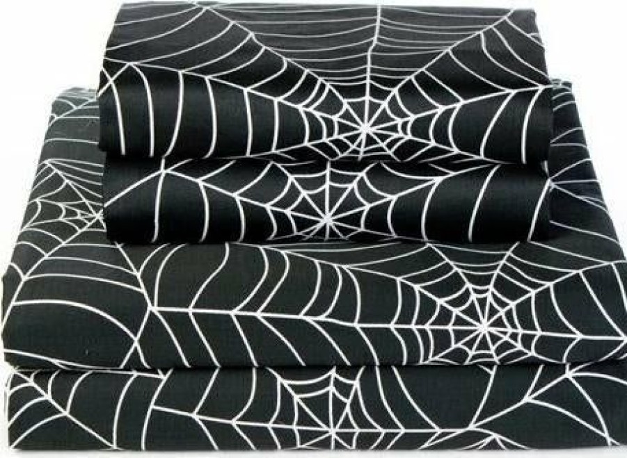 Homewares * | Best Sale Sin In Linen Gothic Homewares Spider Web | Queen Sheet Set