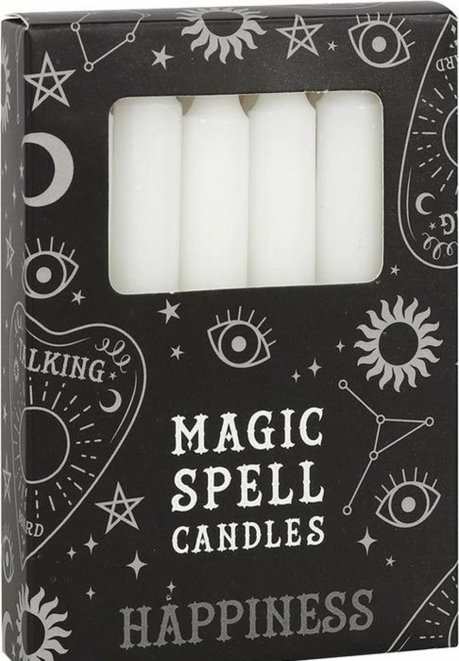 Homewares * | Budget Magic Spell Candles Gothic Homewares White Happiness Spell | Candles [Pack Of 12]