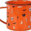 Styles * | Best Reviews Of Gothic Gifts Bats Orange Halloween Print | Enamel Mug