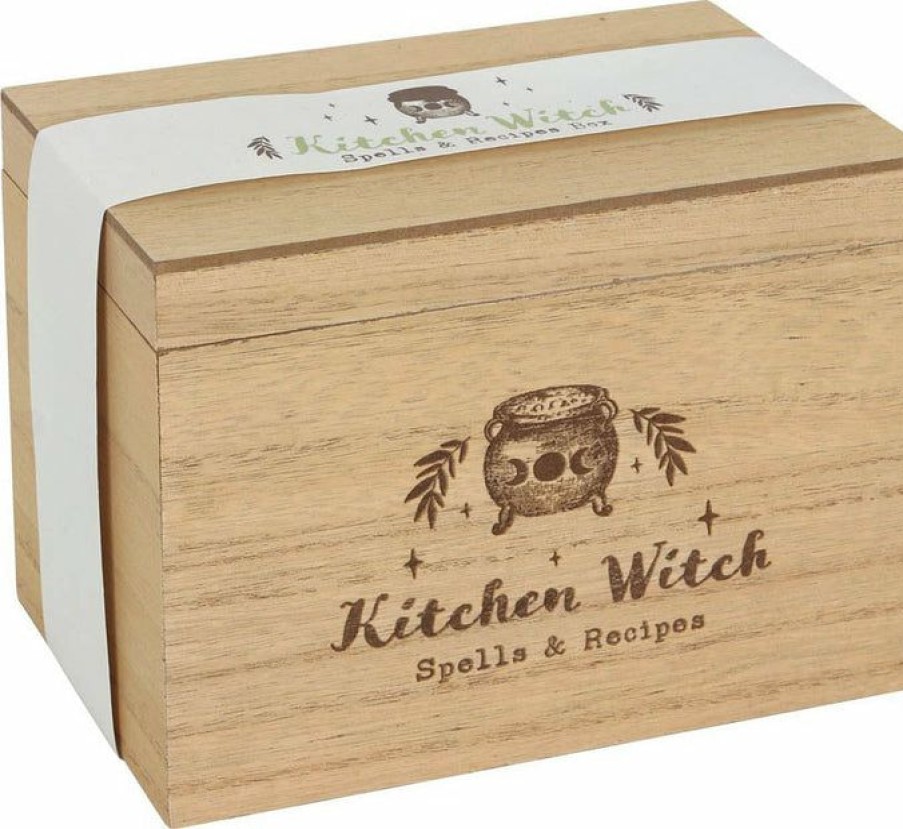 Accessories * | Hot Sale Gothic Gifts All Kitchen Witch | Wooden Recipe Box`