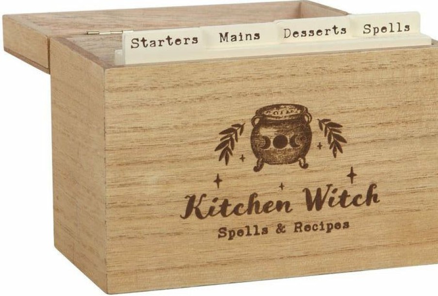 Accessories * | Hot Sale Gothic Gifts All Kitchen Witch | Wooden Recipe Box`