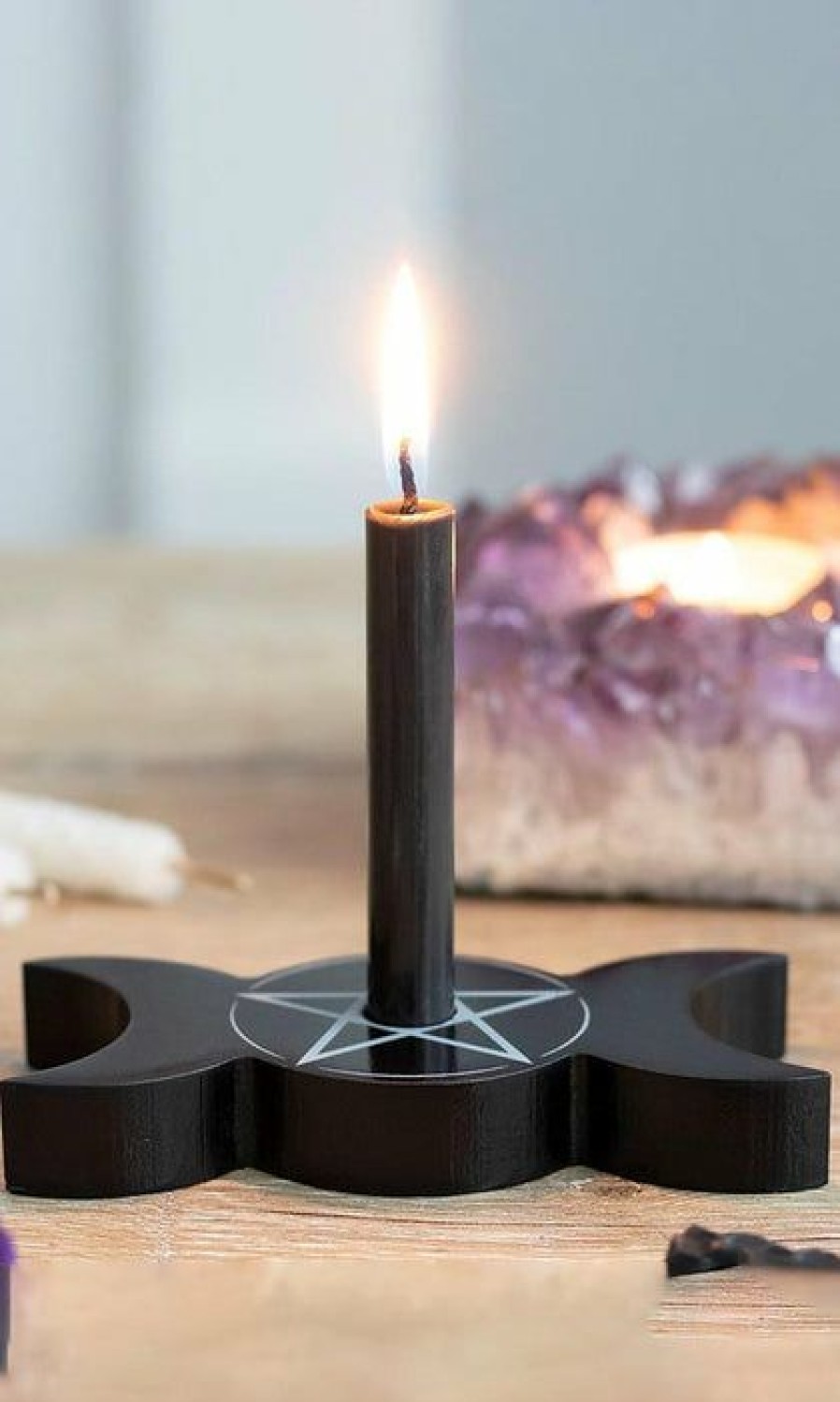 Homewares * | Brand New Gothic Gifts Gothic Homewares Triple Moon | Spell Candle Holder