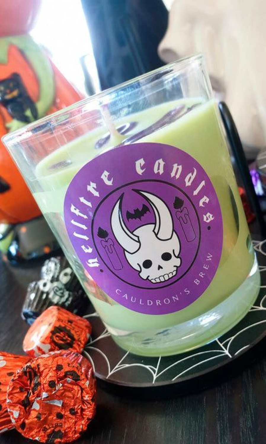 Homewares * | Promo Hellfire Candles Gothic Homewares Cauldron'S Brew [Green Apple] | Candle