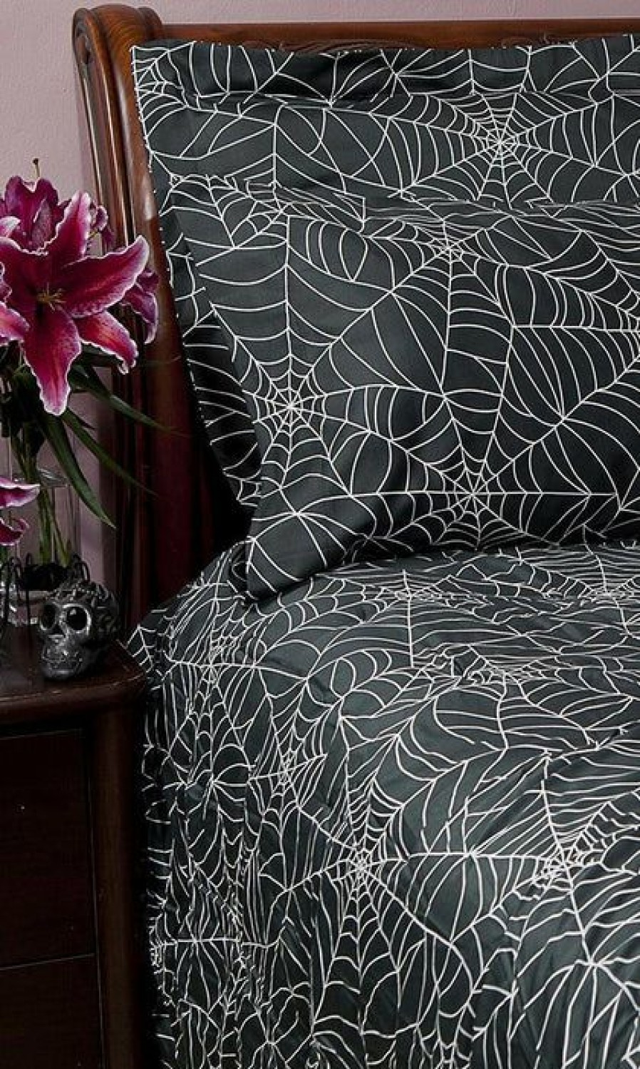 Homewares * | Best Deal Sin In Linen Gothic Homewares Spider Web | Double/Queen Duvet Cover