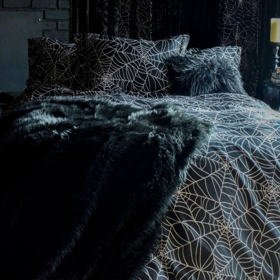 Homewares * | Best Deal Sin In Linen Gothic Homewares Spider Web | Double/Queen Duvet Cover