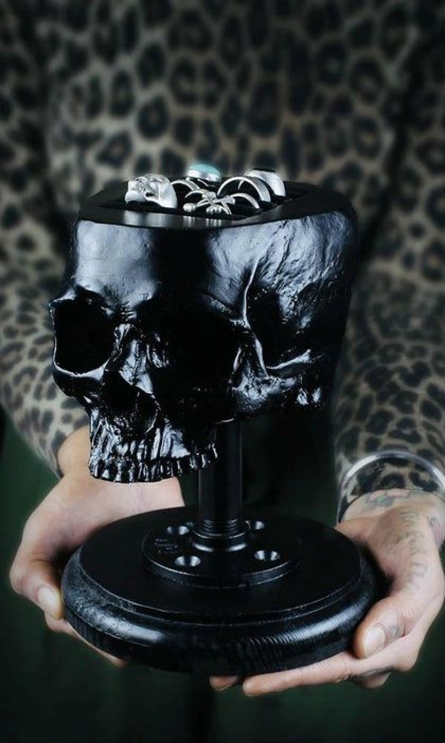 Homewares * | Flash Sale The Blackened Teeth Gothic Homewares Skull [Black] | Jewellery Holder