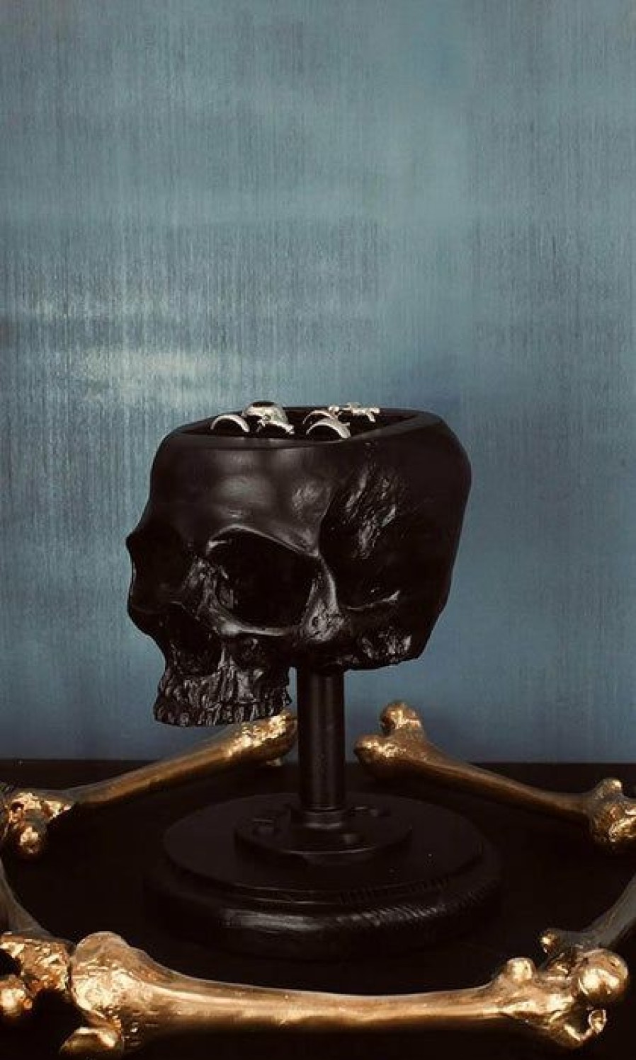 Homewares * | Flash Sale The Blackened Teeth Gothic Homewares Skull [Black] | Jewellery Holder