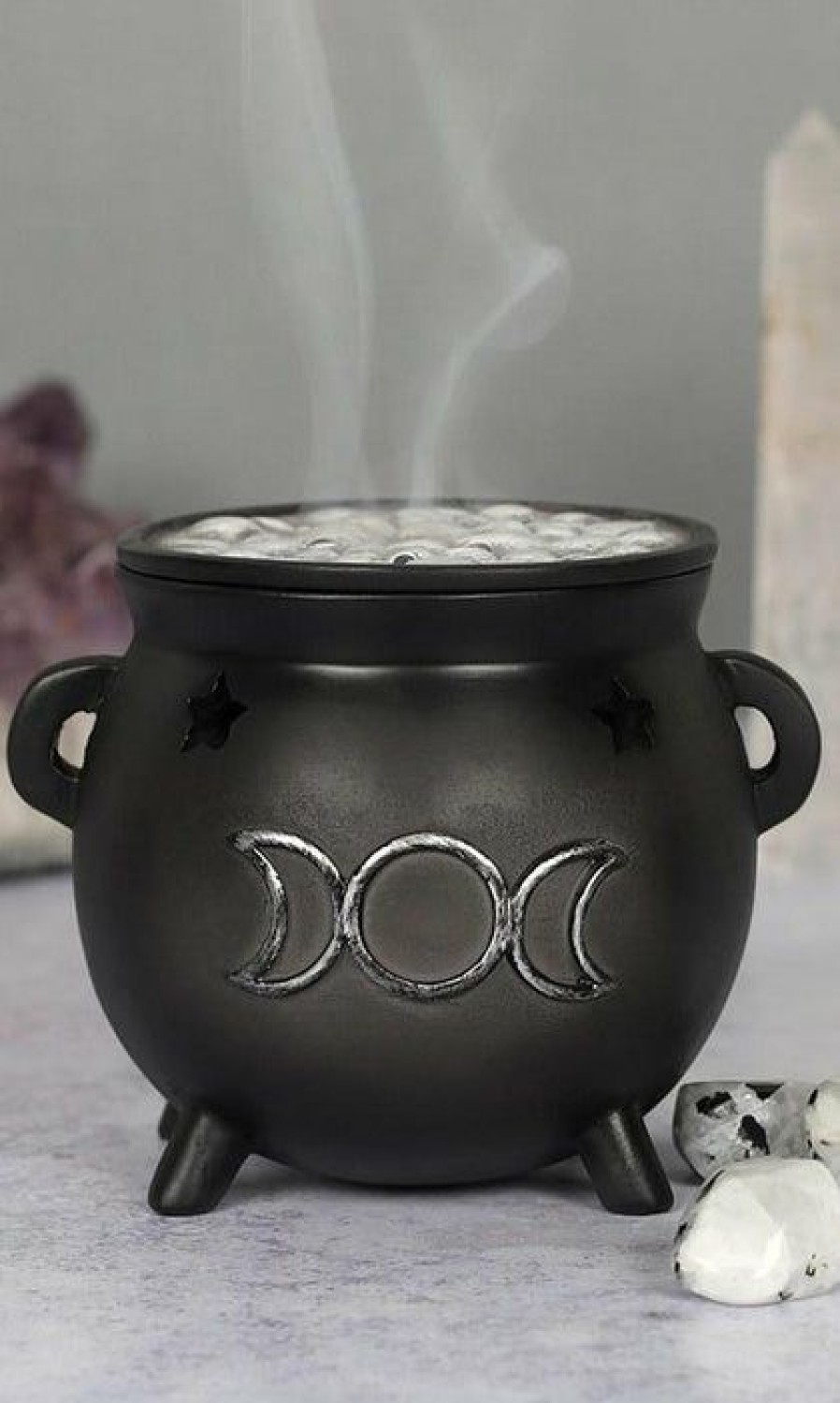 Homewares * | Best Sale Gothic Gifts Gothic Homewares Triple Moon Cauldron | Incense Cone Holder