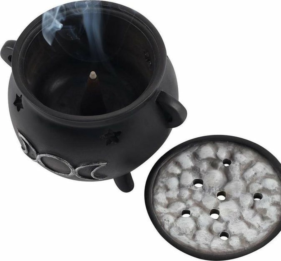 Homewares * | Best Sale Gothic Gifts Gothic Homewares Triple Moon Cauldron | Incense Cone Holder