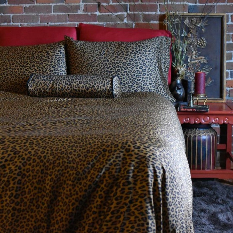 Accessories * | Deals Sin In Linen All Wild Side Leopard [Gold] | Queen Sheet Set