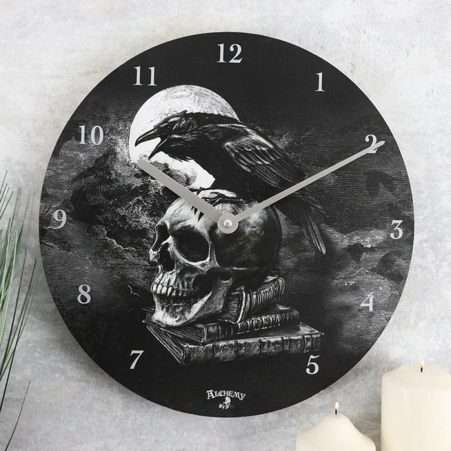 Pop Culture * | Wholesale Alchemy Gothic Edgar Allan Poe Poe'S Raven | Clock