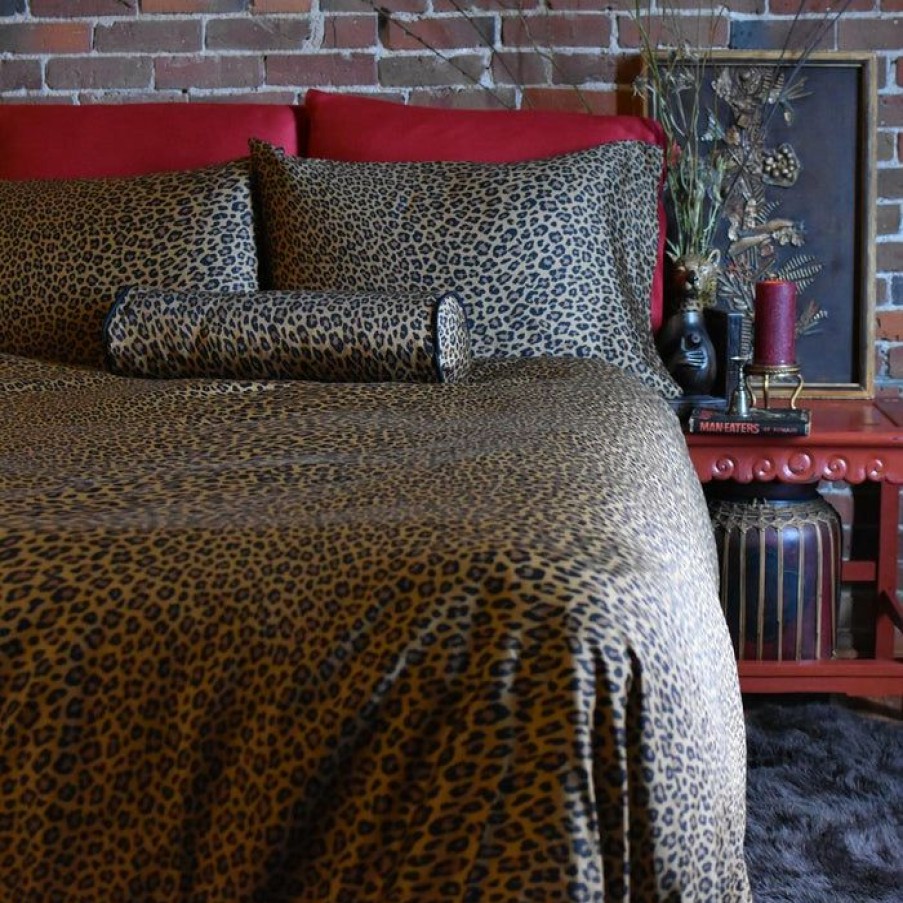 Accessories * | Discount Sin In Linen All Wild Side Leopard [Gold] | Double/Queen Duvet Cover