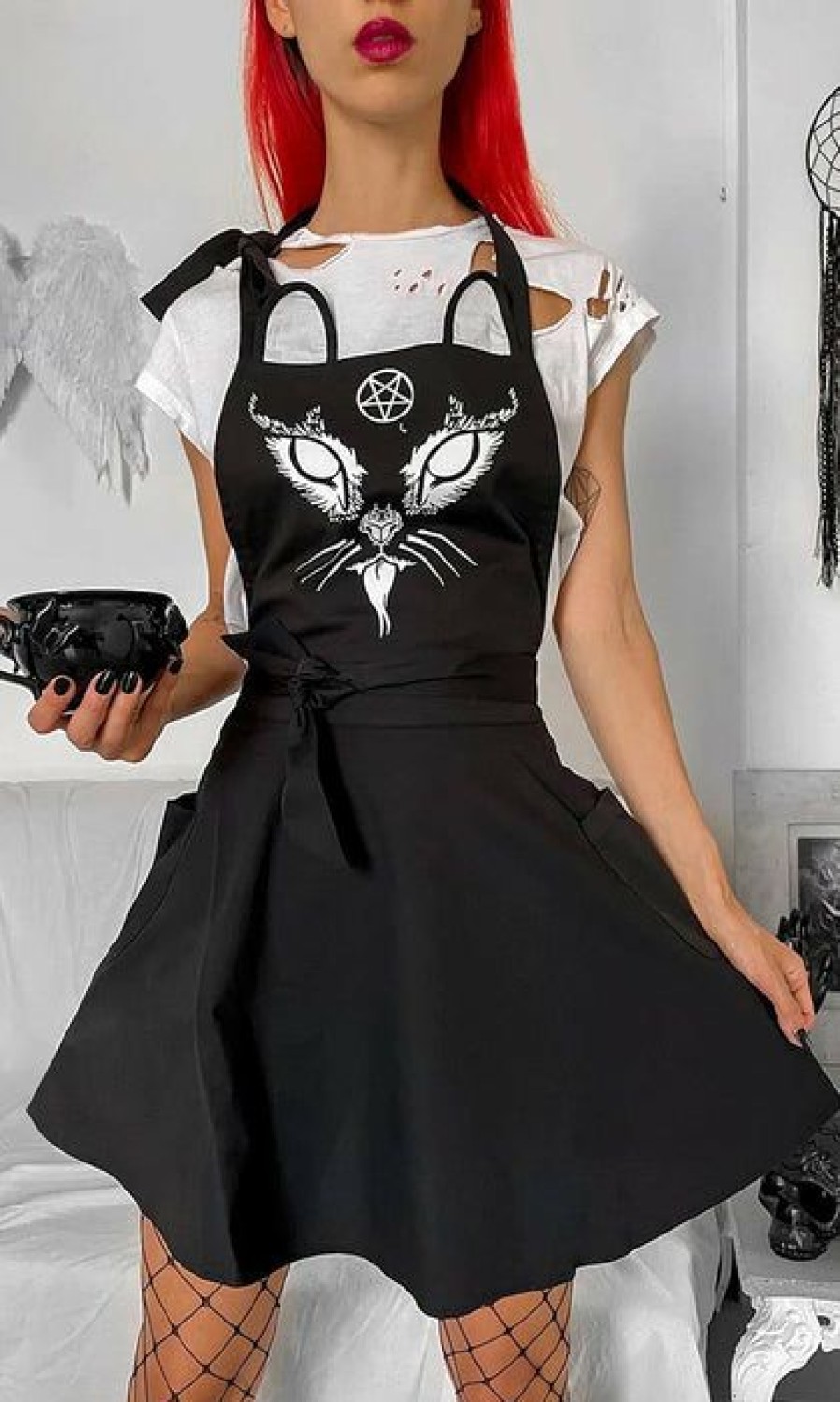 Styles * | Budget Killstar Cats Devil Cat | Kitchen Apron