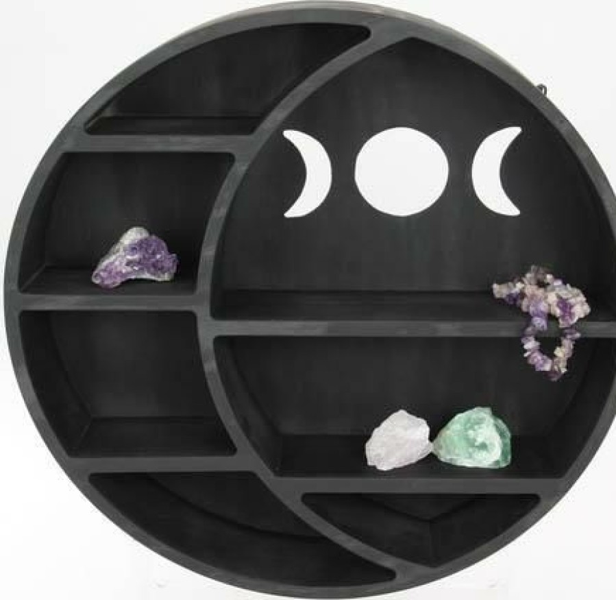 Homewares * | Hot Sale Gothic Gifts Gothic Homewares Round Triple Moon | Hanging Shelf