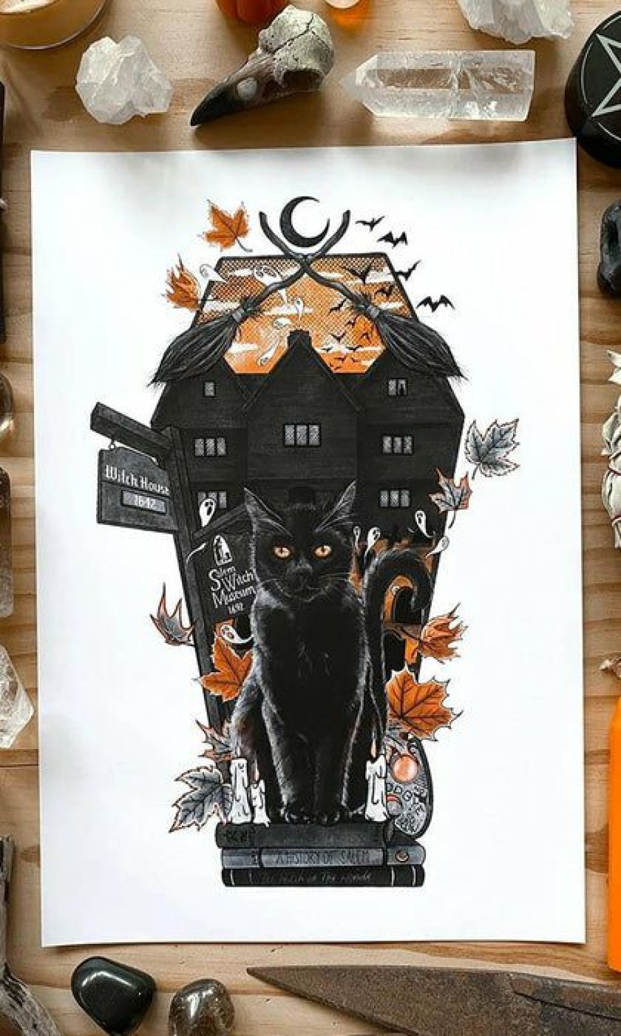 Styles * | Best Reviews Of Ghosts Of October Cats The Black Cat [A4] | Print