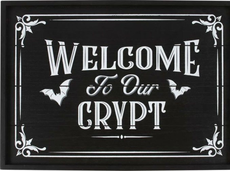 Homewares * | Top 10 Gothic Gifts Gothic Homewares Welcome To Our Crypt | Wall Plaque