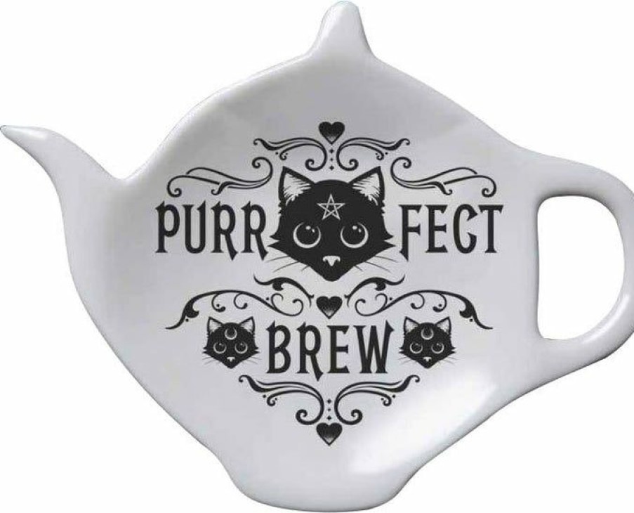 Homewares * | Outlet Alchemy Gothic Gothic Homewares Purrfect Brew | Teabag Dish