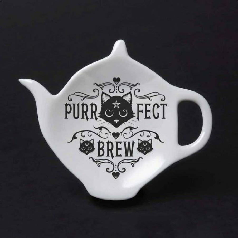 Homewares * | Outlet Alchemy Gothic Gothic Homewares Purrfect Brew | Teabag Dish