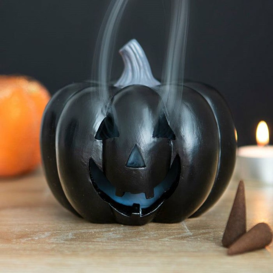 Styles * | Deals Gothic Gifts Halloween Black Pumpkin | Incense Cone Holder