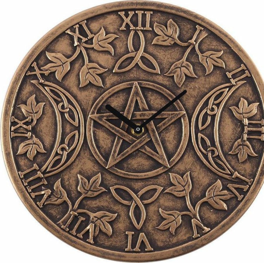 Homewares * | Outlet Gothic Gifts Gothic Homewares Terracotta Triple Moon | Clock