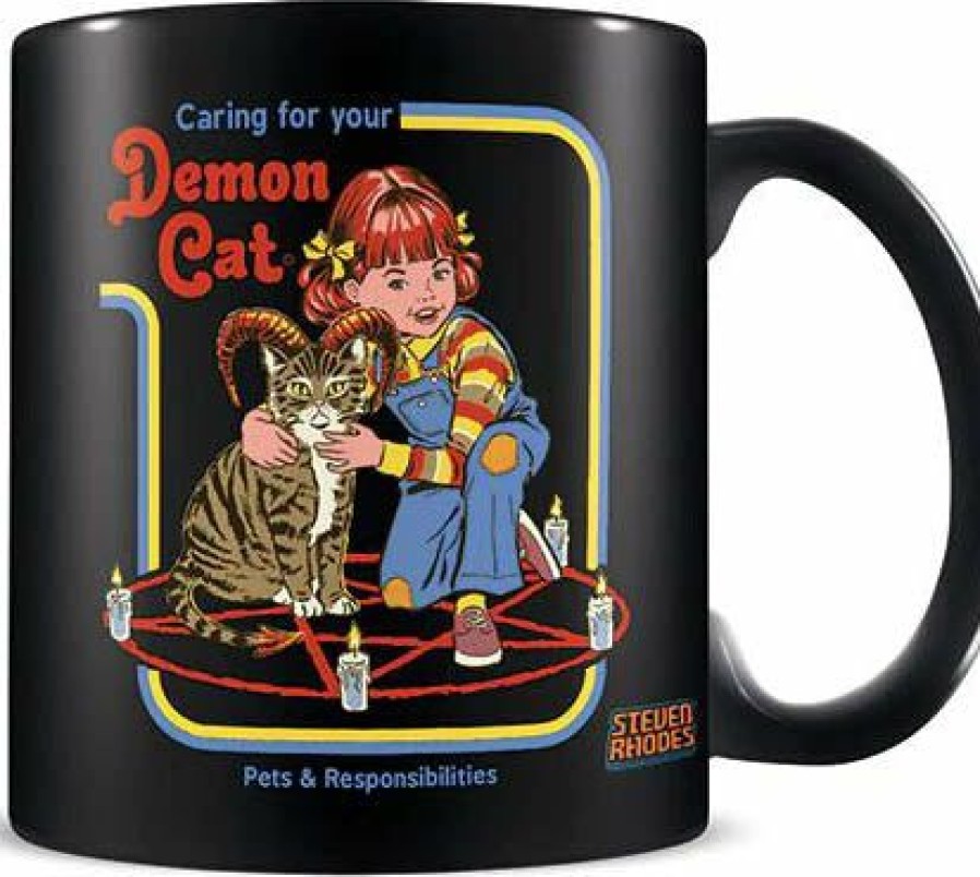 Styles * | Hot Sale Steven Rhodes Cats Demon Cat [Black] | Coffee Mug