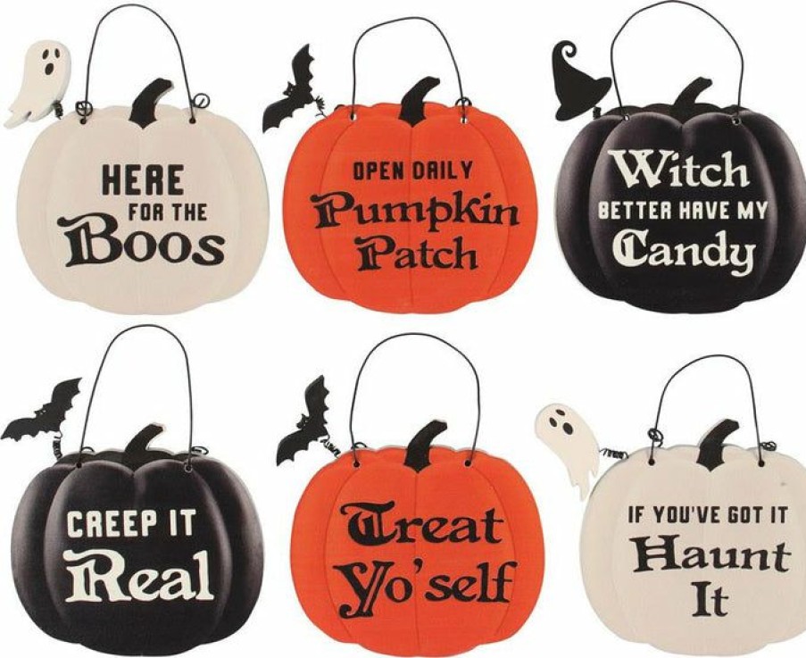 Styles * | Promo Gothic Gifts Bats Mini Pumpkin | Hanging Signs