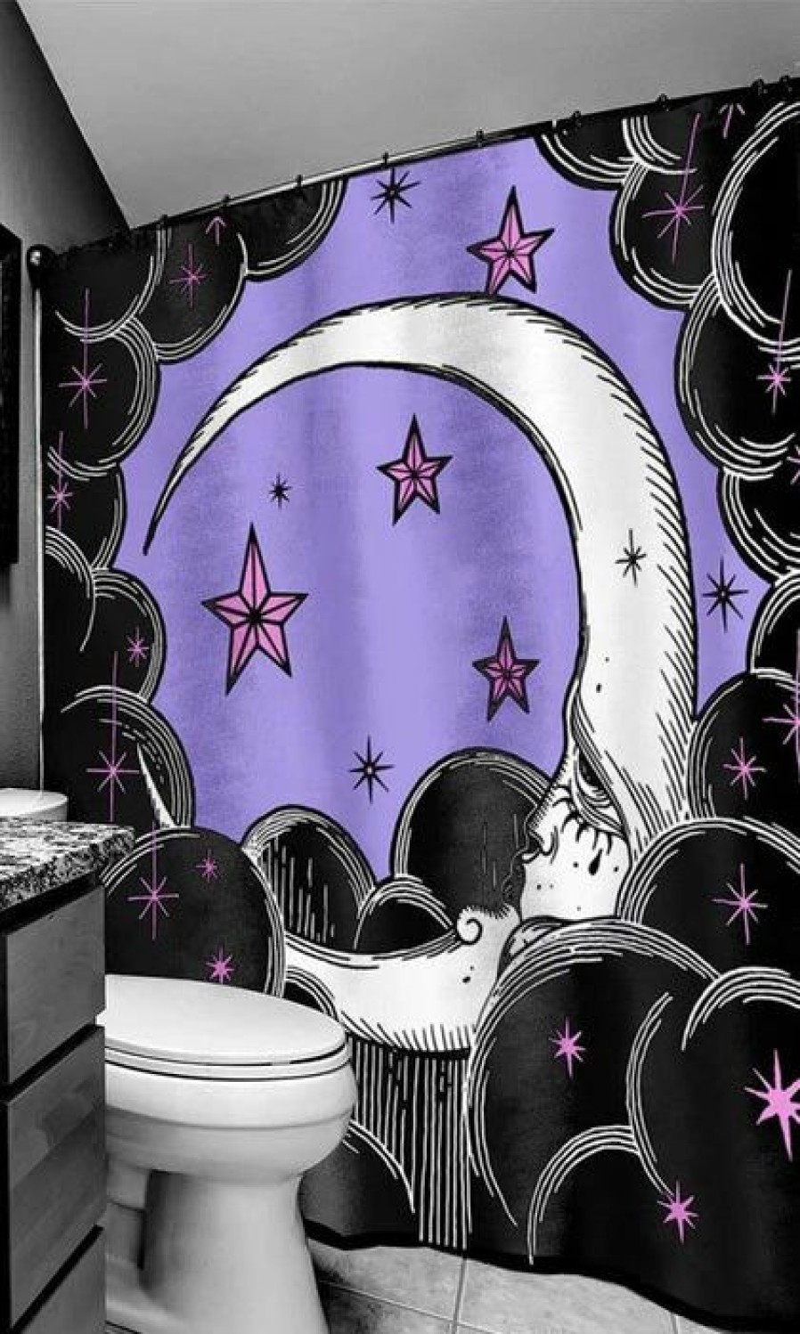 Styles * | Outlet Too Fast Apparel The Moon La Luna | Shower Curtain