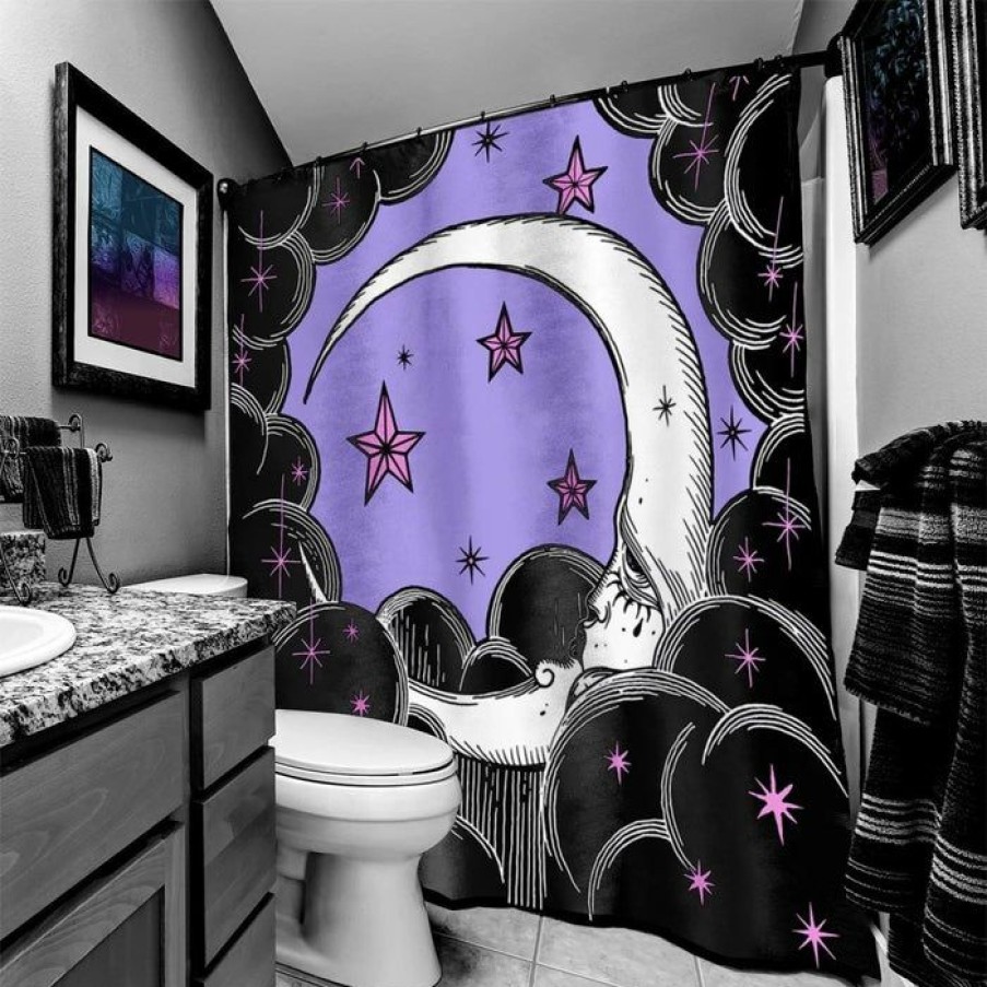 Styles * | Outlet Too Fast Apparel The Moon La Luna | Shower Curtain